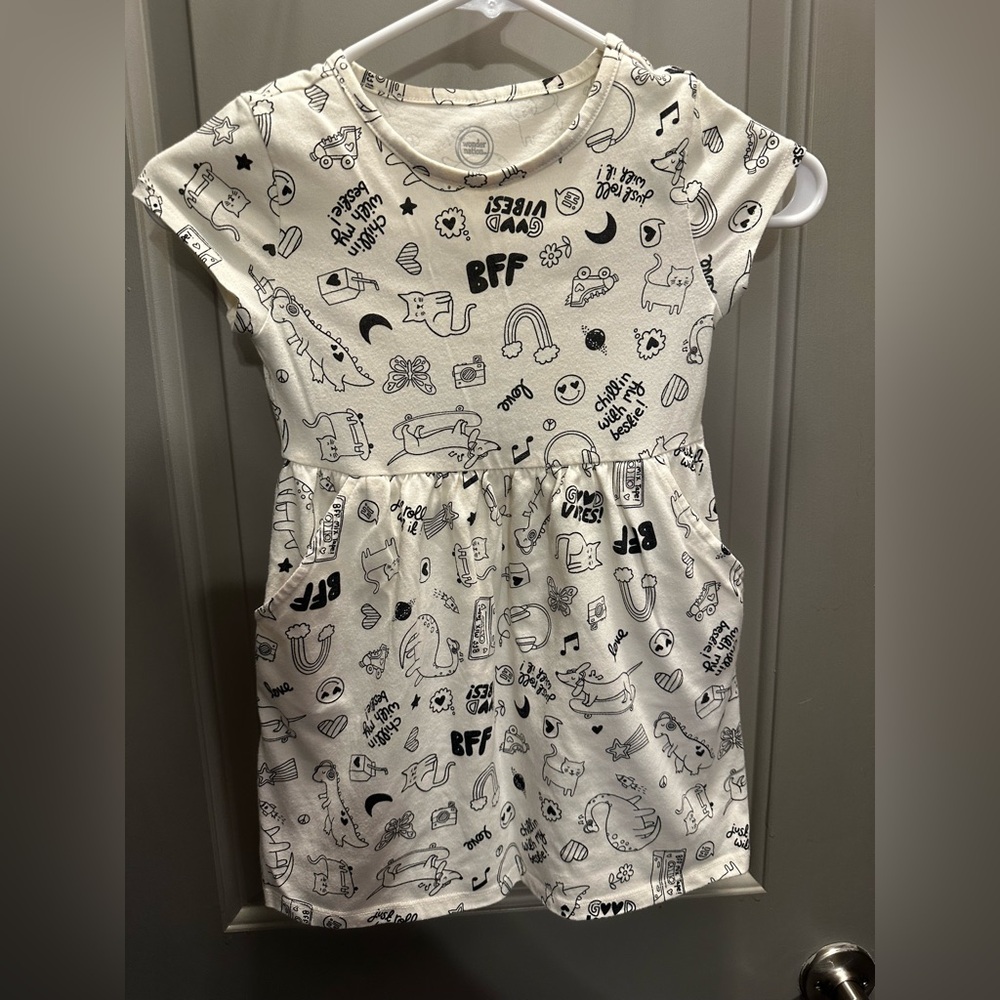 Wonder Nation Size XS (4/5) White/Black Knit Dress EUC